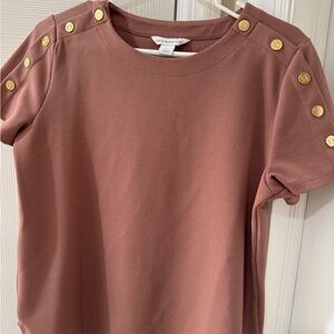 Mauve Top with Gold Button Details